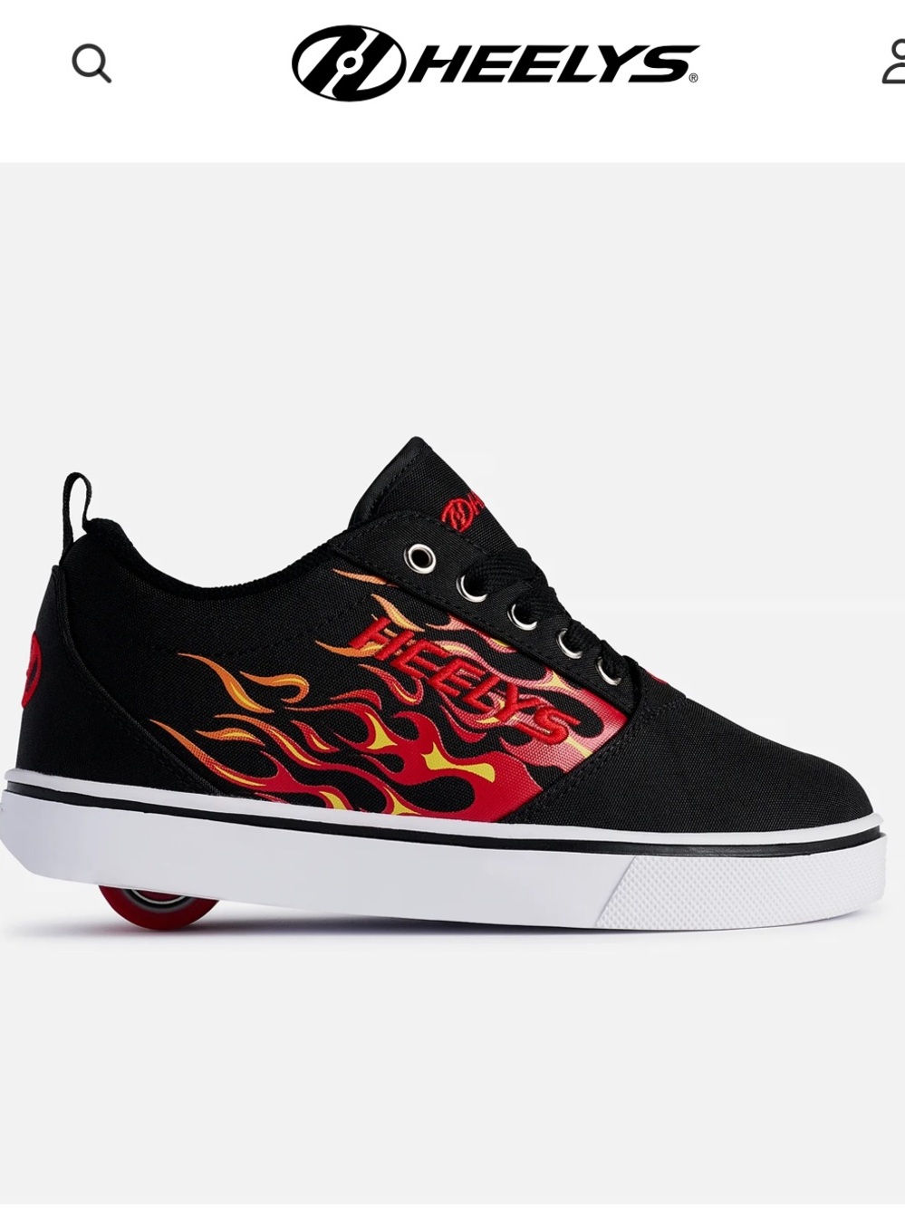 Heelys Black Sneakers with Red and Orange Flame Graphic